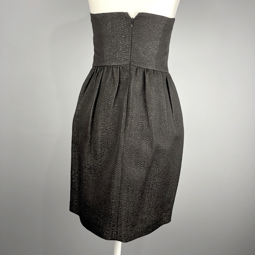 MILLY of New York Black Strapless Dress Size 2 shimmering with metallic thread - Picture 3 of 8